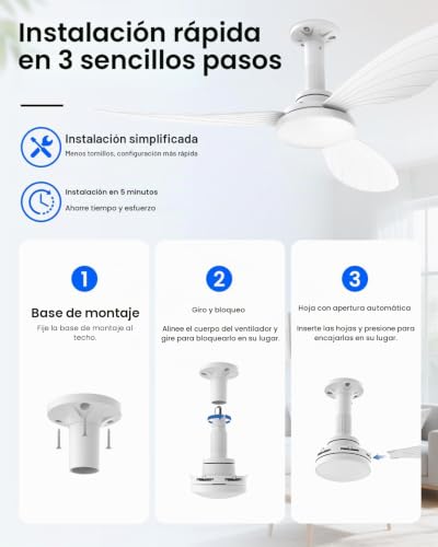 Ventilador de techo con luz E27 para acabar con el calor 3