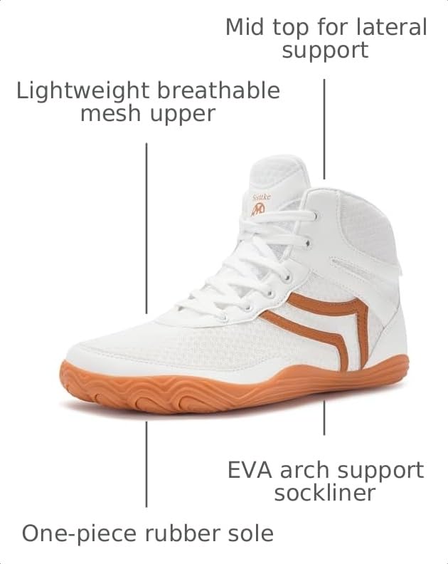 Image of Sisttke Mens Wrestling Shoes Boxing Shoe | Wide Zero Drop Sole, Mid Top,Weightlifting,Powerlifting,Bodybuilding,Fitness,Lightweight,for Competition & Training
