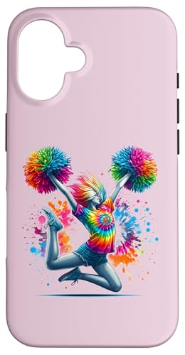 Tie Dye Cheerleader Pom Poms Cheerleading Cheer Girls Outfit Coque pour iPhone 16