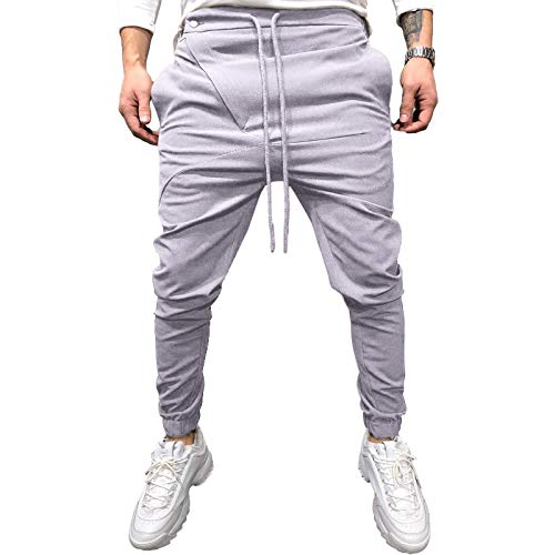Pantalones Deportivos Rectos con Tapeta Oblicua a la Moda para Hombre, Pantalones Ajustados elásticos y Ajustados con Bolsillos con cordón, Pantalones para Correr X-Large