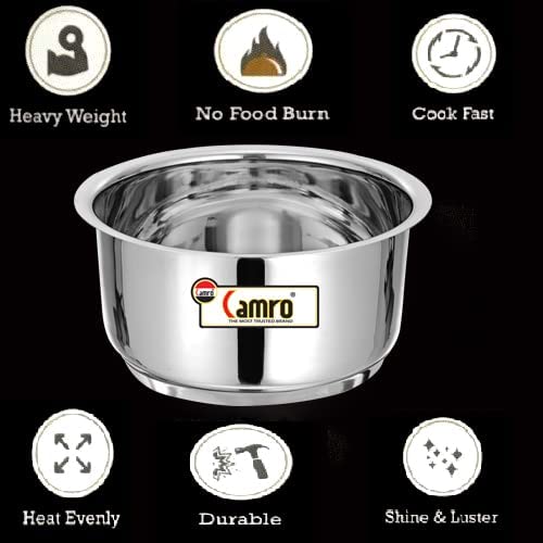 Image of Camro Induction Bottom Tope with Lid (12 No, 1.8 Liters) | (Encapsulated Bottom) Container /Tope /Patila /Bhagona /Cookware | Gas Stove Compatible | 15+Years of Innovation and Quality