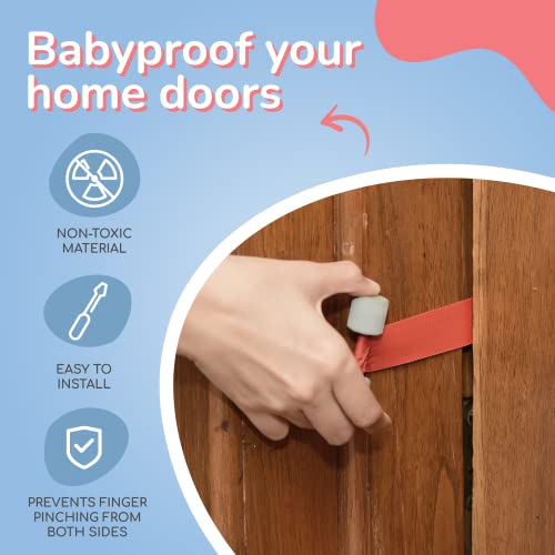 Image of BabyPro Door Stopper for BabyProofing by Certified Professional Childproofer Finger Pinch Guard with Strong Adhesive Tape, Prevents Finger Pinching from Both Lock & Joint Side (Grey)