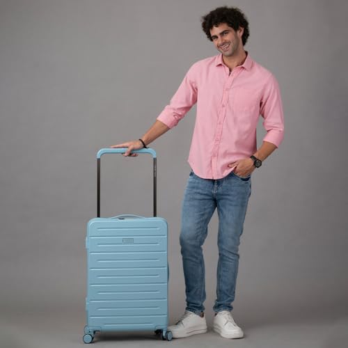 TUSKER TRUNK Polycarbonate Hard Sided Casing Garnet Check-in Cabin Trolley Bag, Lightweight Luggage Suitcases with 8 Silent Spinner Wheels & TSA Lock - (Small_Seablue) - Set of 1 8 41erANGknSL
