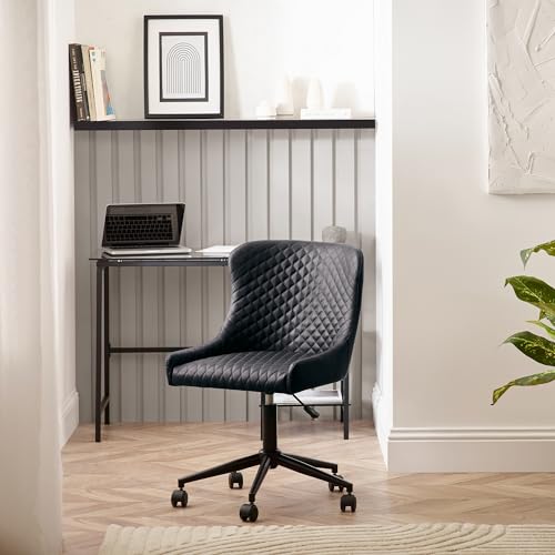 Image of Julian Bowen Luxe Office Chair in Black Faux Leather, 52 x 60cm