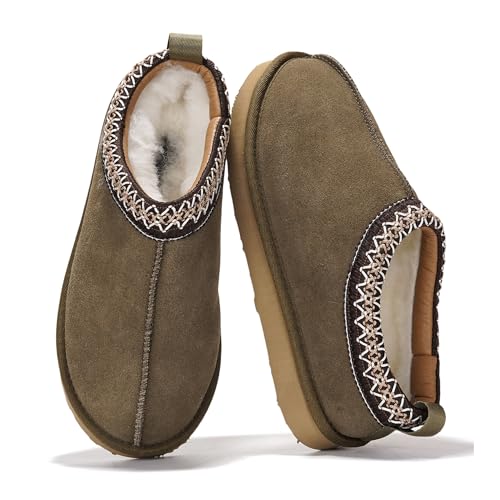 Image of Project Cloud 100% Genuine Leather Shearling Slippers for Women (Nerita) | Australian Fur Lining Memory Foam Insole Non Slip EVA Sole Fuzzy Plush House Shoes Warm Cozy Indoor Footwear Everyday Comfort