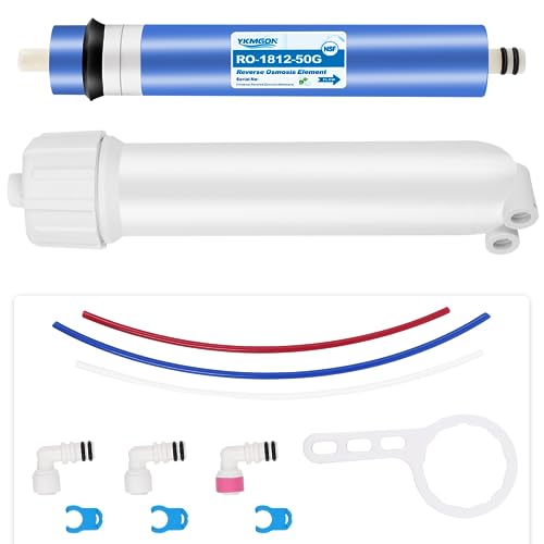 YKMGON 1812-50GPD Reverse Osmosis Membrane Kit with RO Membrane Housing,Wrench,1/4" Quick-Connect Fittings,Check Valve and Water Pipe Replacement for Under Sink Home Drinking RO Water Filter System