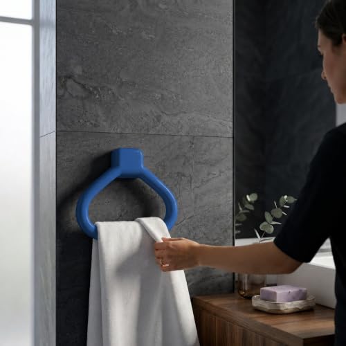 Image of CIPLA PLAST Rich Look Plastic Wall-Mounted Bathroom Mirror Cabinet with Storage Shelves, Single Door, Bathroom Mirror Cabinet with Towel Holder | (Blue)