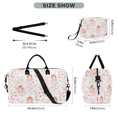 Travel Gym Bag, Fairy Butterfly Weekender Overnight Duffle for Women with Toiletry Bag Travel Swim3