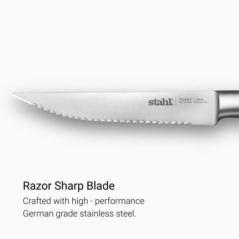 Image of Stahl 5 Inches / 13 cm Talon Stainless Steel Tomato Steak Knife with Walnut Wood Handle, for Chefs Kitchen Restaurant