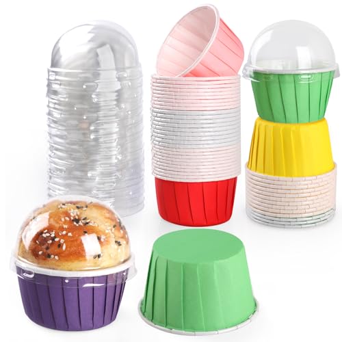Bigqin 50 Pièces Caissettes Cupcake, épaissir Papier Cuisson Moules de Cuisson Antiadhésif, Couleur Unie Moules Doublures à Muffins Gâteaux Cupcakes de...