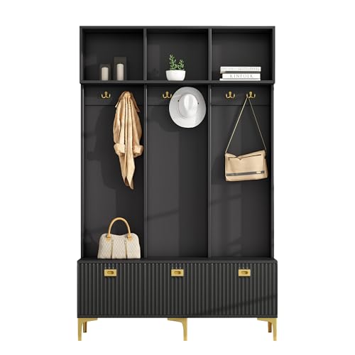 muenfly Garderobenschrank mit Sitzbank, Garderobe Set mit 6...