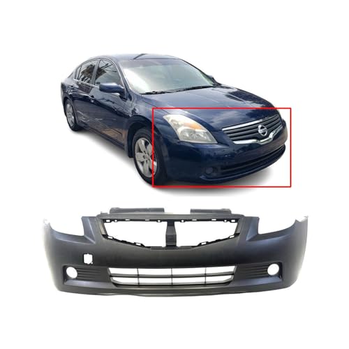 Image of FitParts Compatible with Nissan Altima 2008-2009 Front Bumper Cover | Primed, With Fog Light Holes, With Tow Hook Hole, Coupe, Ready to Paint, OEM 62022JB100, NI1000250