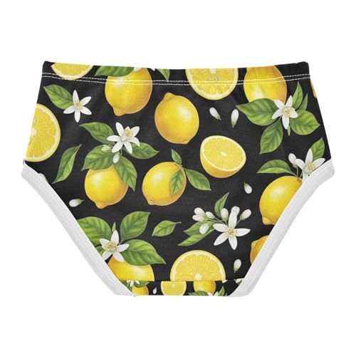 Yellow Lemons Black Girls' Underwear, Toddler Briefs, Girls Cotton Underwear, 2–8 Years2
