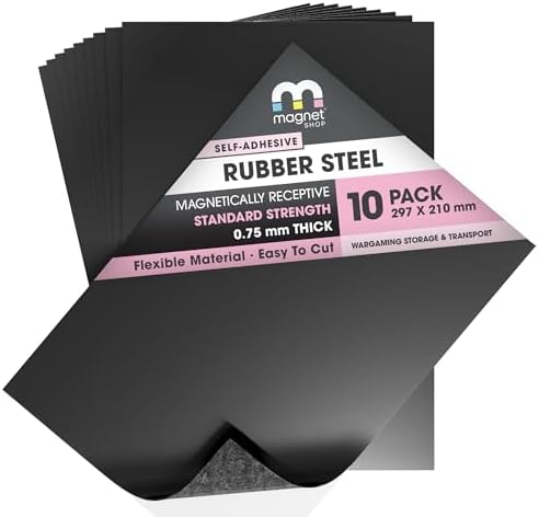 The Magnet Shop TMS A4 Self-Adhesive Rubber Steel Ferrous Sheet | Magnetically Receptive Surface (10 Sheets)