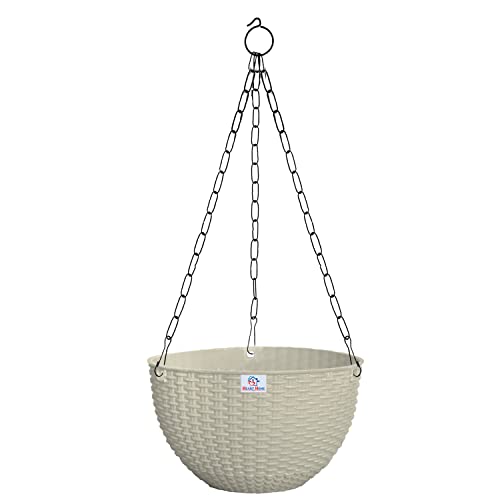 Image of Heat Home Plastic Hanging Flower Pot for Balcony & Railing Set (White, Set of 3)