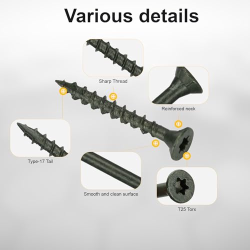 Image of Deck Screws #8 x 1-1 /2'', T25 Star Torx Drive Flat Head Wood Screws, Green, 5lb