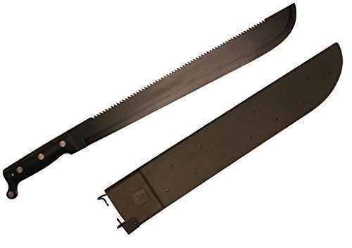 Preisvergleich Produktbild MACHETE Bolo (Klingenlänge: 45cm, Gesamtlänge: 59cm) mit Sägerücken, Gürtelhalter, Kunststoff-Scheide und Messerschärfer - Buschmesser Haumesser Messer - für Camping, Outdoor, Garten, Survival - original Inet-Trades GmbH Produkt
