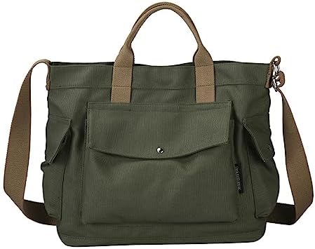Bolsa de lona para mujer, bolsa de hombro de lona, bolsa de trabajo para compras, viajes y trabajo