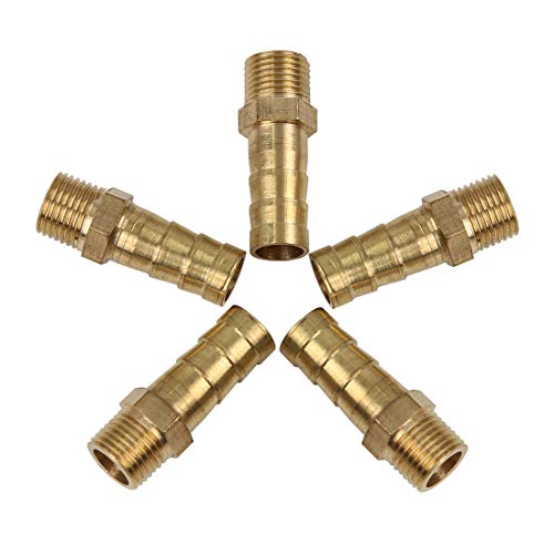 X AUTOHAUX 5 szt. wąż 8 mm ID X 1/8 cala NPT wtyk wąż mosiężny zaczep przyłącze