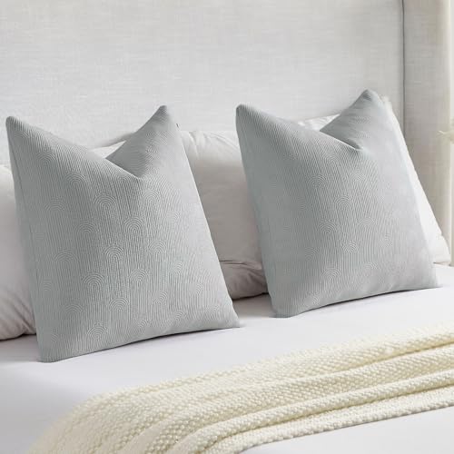FUTEI Pack of 2 Chenille Throw Pillow Covers 20x20 Inch,Dusty Blue by FUTEI - Used condition - Image 5