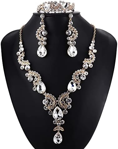 MILACOLATO Bridal Jewellery Sets Bridal Necklace for Women Princess Elegant Cubic Zirconia Diamond Rhineston Earrings Set Crystal Jewellery Set CZ Birthday Wedding Jewellery Set for Women