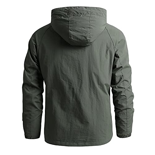 Dinnesis Outdoorjas voor heren, winterjas, lichte windbreaker, opstaande kraag, bomberjack, vrije tijd, tussenjas, warme winterparka met capuchon, heren, ritssluiting, cargojas, blouson winterjas - Image 3