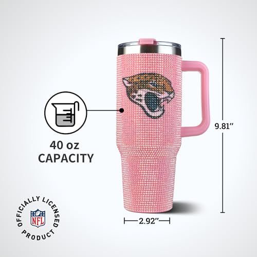Image of The Memory Company Officially Licensed 40oz Pink Bling Game Day Tumbler, Jacksonville Jaguars