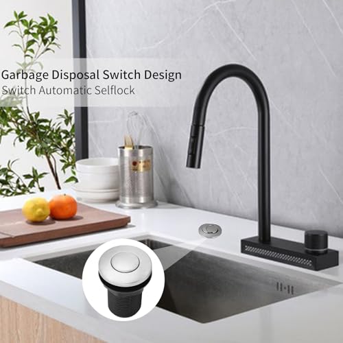 Garbage Disposal Switch,Air Switch Garbage Disposal,304 Stainless Steel Button On The Top of The Sink for Food Garbage Disposal Replacement,for Garbage Disposal Air Switch Sink Garbage Disposal Parts