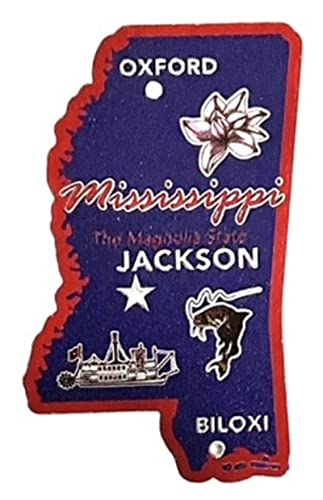 Saddle Mountain Souvenir Mississippi The Magnet Magnolia State Foil Fridge Magnet 1.50" x 2.25" Rustic Colorful Wooden Decorative Magnet 1 Count