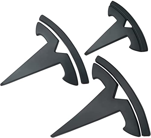 fibhyrtingy 3 Pcs/Set for Model Y Emblem Badge Sticker Cover,Car Front/Rear/Steering Wheel Emblem Logo Sticker Decals Accessories (fit ModelY Matt Black)