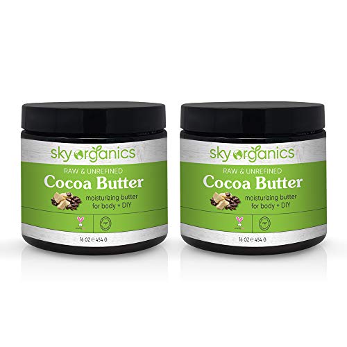 Unrefined Cocoa Butter (16 oz x 2 Pack) 100% Pure Raw Cocoa Butter - Skin Nourishing, Moisturizing & Healing, for Dry Skin, Stretch Marks - For Skin Care, Hair Care & DIY Recipes