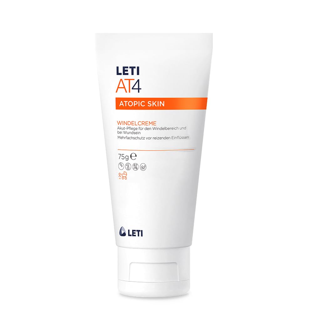 LETI AT4 Windelcreme - Akut-Pflege für den Windelbereich sowie bei wunder oder empfindlicher Haut, 75 g Crema