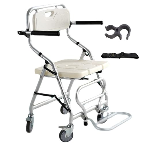 Siège de douche portable réglable avec dossier ergonomique et accoudoir amovible