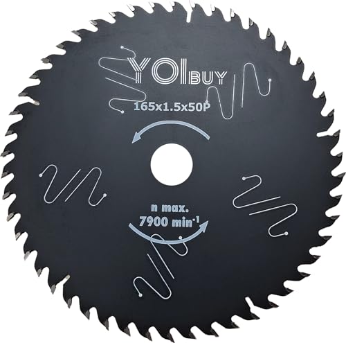 丸鋸刃 165mm チップソー 165x1.5x50P 内径20mm 木工用 静音 造作用 フッ素樹脂コーディング (黒/単品)