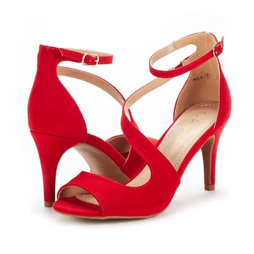 Image of DREAM PAIRS Women's Open Toe Stiletto Elegant Sandals | Open Toe Ankle Strap Dress Heels, Comfort Formal High Heels for Wedding, Date Night and Party Occasions