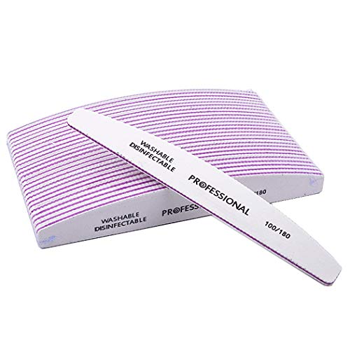 Nail Files and Buffer Manicure Tools Kit 100 180 Grit Double Sided Washable 10 Nail File Set