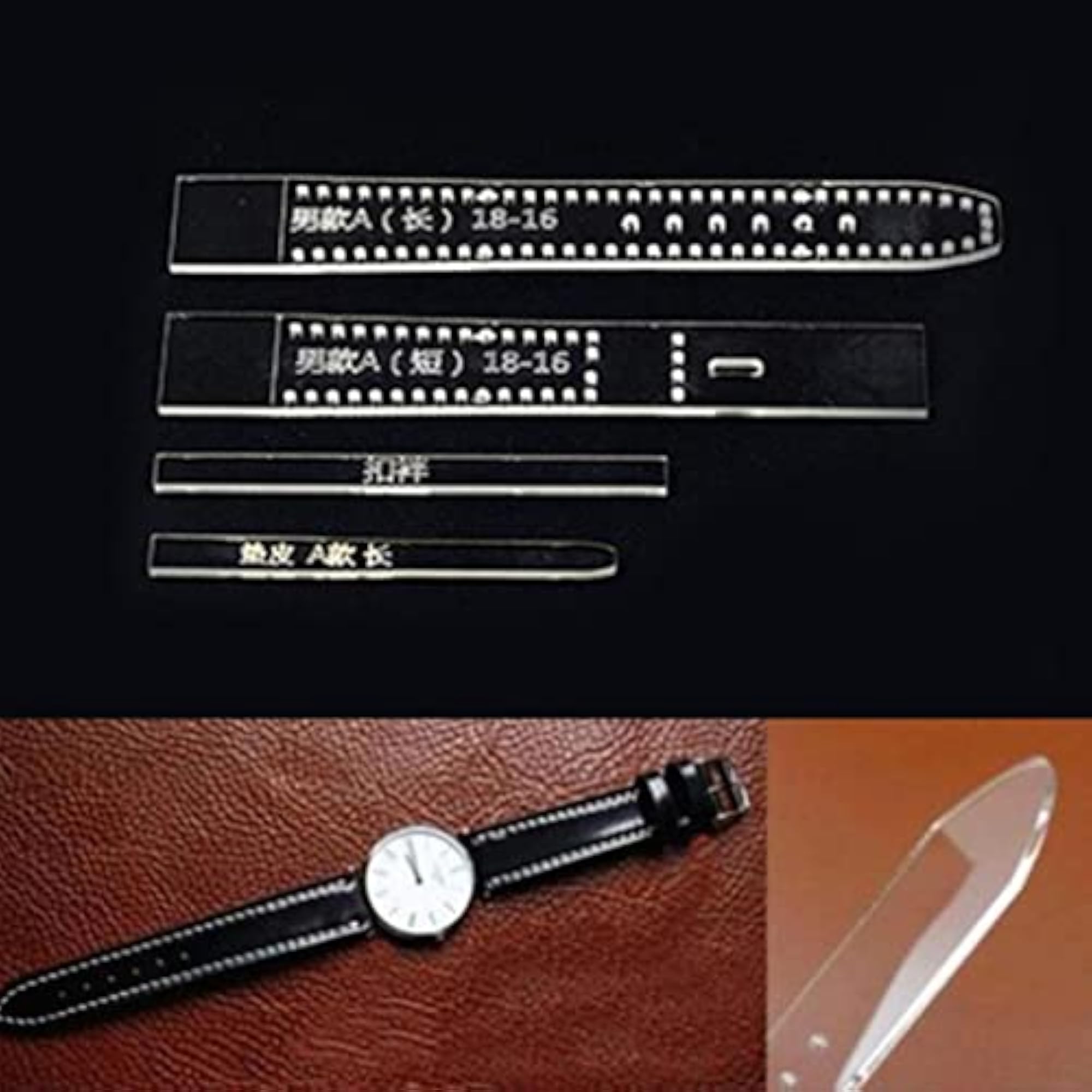 4pcs Leather Craft Clear Acrylic Watch Strap Band Stencil Template Set