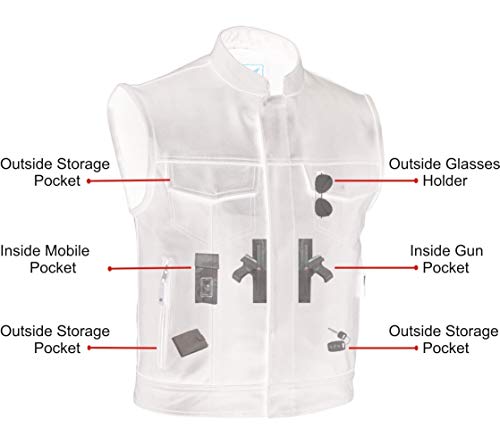 A&H Apparel Mens Genuine Cowhide Leather Biker Vest Motorcycle Gear Concealed Carry Pockets Sleeveless Motorwear3