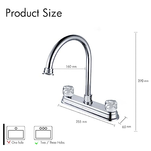 Solvex 2 Handle Kitchen Sink Faucet, High Arc 360 Swivel Stainless Steel Pipe 3 Hole Kitchen Faucet, Commercial Modern Chrome Kitchen Sink Faucet, Sp-80079 #TOP5