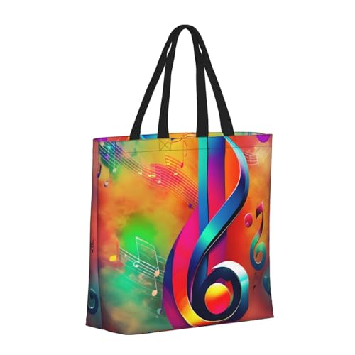Colorful Musical Note Print Women's Portable Tote Bag - Large Shopper for Beach,Travel,Gym | Summer Handbag2