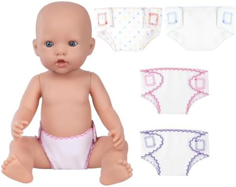 Aolso Puppenzubehör Windel, 4 Stück Puppenzubehör Windel-Babypuppenwindeln, Windeln für Baby Puppen, Babypuppenwindel-Set, wiederverwendbar für mehrere Zwecke (lila/rot/blau/orange