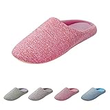 Women's Non-Slip House Slippers Lightweight Cotton Memory Foam Indoor Slip On Cozy Shoes Winter Slippers for WoWarm Flat Home Slipper Shoes Unisex Bedroom Comfortable Footwear(Watermelon Red,10)