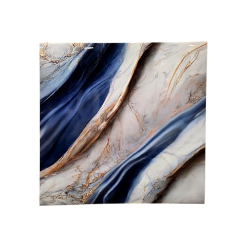 Image of INFINITY DECOR Dark Blue Marble UV Wall Panels | Golden & Cream 3D Design | Self Adhesive Waterproof Sheets | 60x60 cm | Pack of 5 | Peel & Stick, Easy Clean