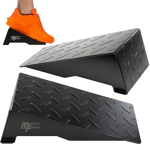 MuscleForge Steel Slant Board Calf Stretcher – Heavy Duty Squat Wedge Block for Calf Stretching, Squats, Knees Over Toes Training – Incline Stretch Board with Anti-Slip Surface, 500kg Capacity