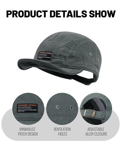 Image of CLAPE Short Brim Baseball Cap 5 Panel Hat Soft Short Bill Trucker Cap Flat Snapback Hats Casual Outdoor Fitted Cap Dad Hats