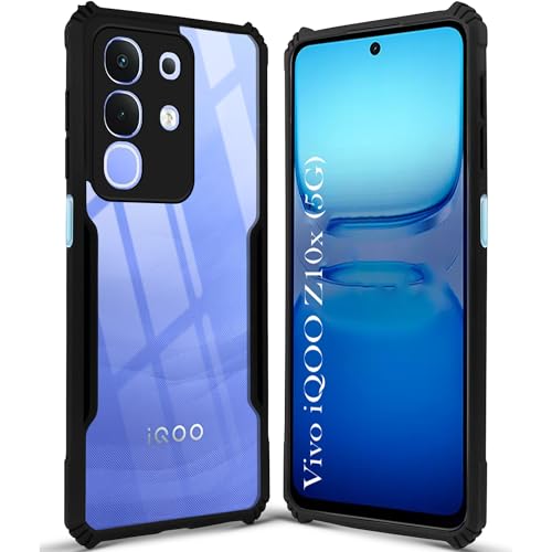 Image of Jkobi Back Cover Case for Vivo iQOO Z10x (Shockproof with Polycarbonate Clear Panel | Professional Black)