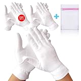 White Premium Cotton Gloves for Sleeping, 3 Pairs White Cotton Gloves Useful for Eczema and Dry Hand
