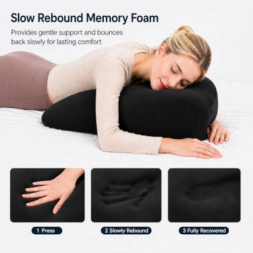 Prone Sleeping Pillow, 27° Ergonomic Body Support Wedge Pillow, Black - image 5