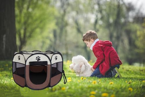 Tecageaon Cercadinho portátil dobrável para animais de estimação, caneta para exercícios, canil, ten