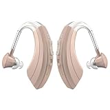 HIBRIQ Wiederaufladbare Soundgerät für Senioren mit Geräuschunterdrückung & einstellbarer Lautstärke, BTE-Komfortdesign (2, Beige)